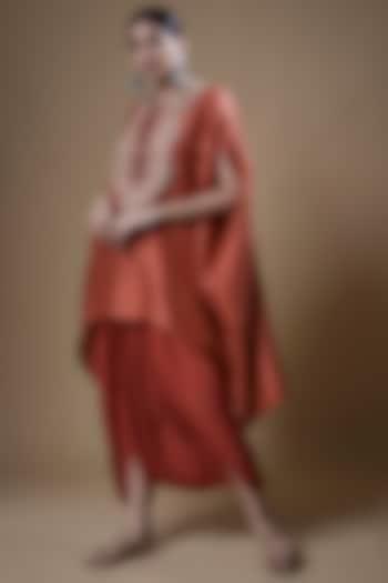 Red Crepe Skirt Set by Prisho at Pernia's Pop Up Shop