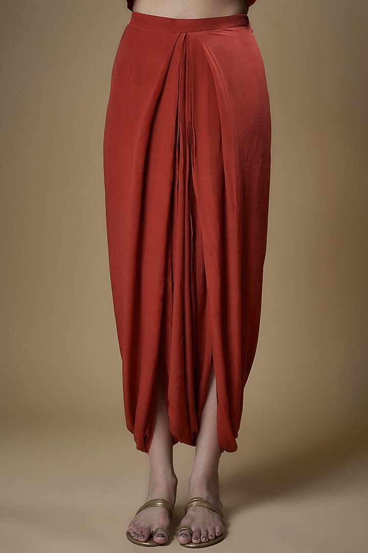 Red Crepe Skirt Set by Prisho at Pernia's Pop Up Shop