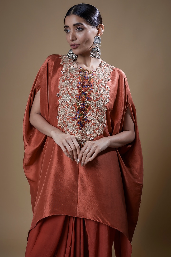 Red Crepe Skirt Set by Prisho at Pernia's Pop Up Shop