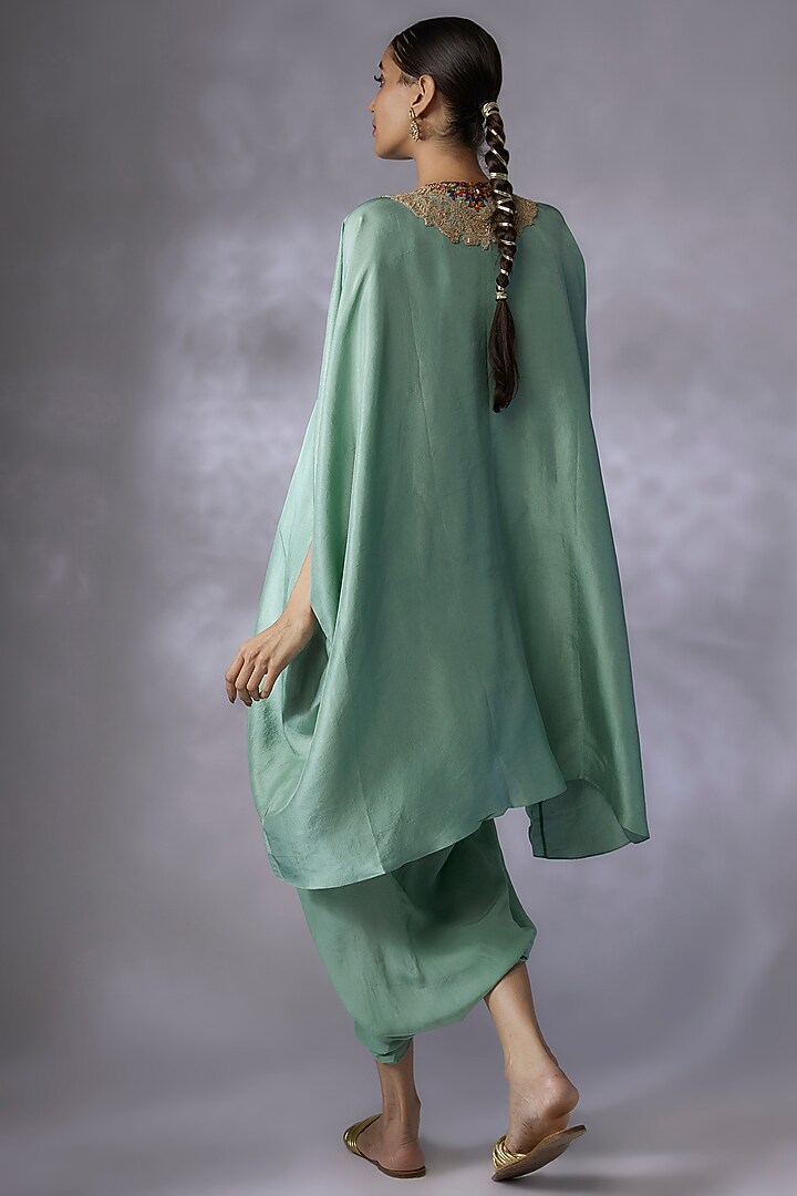 Blue Silk Embroidered Kaftan Set by Prisho at Pernia's Pop Up Shop