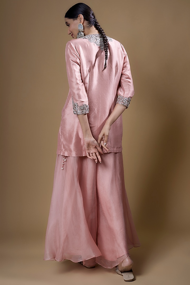 Pink Cotton Satin Wedding Sharara Set by Prisho at Pernia's Pop Up Shop