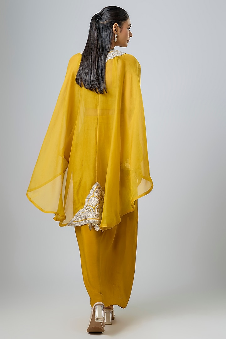 Mustard Organza Resham Work Kaftan Set by Prisho at Pernia's Pop Up Shop