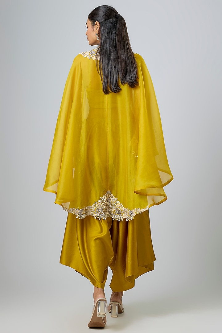 Mustard Organza Resham Work Kaftan Set by Prisho at Pernia's Pop Up Shop