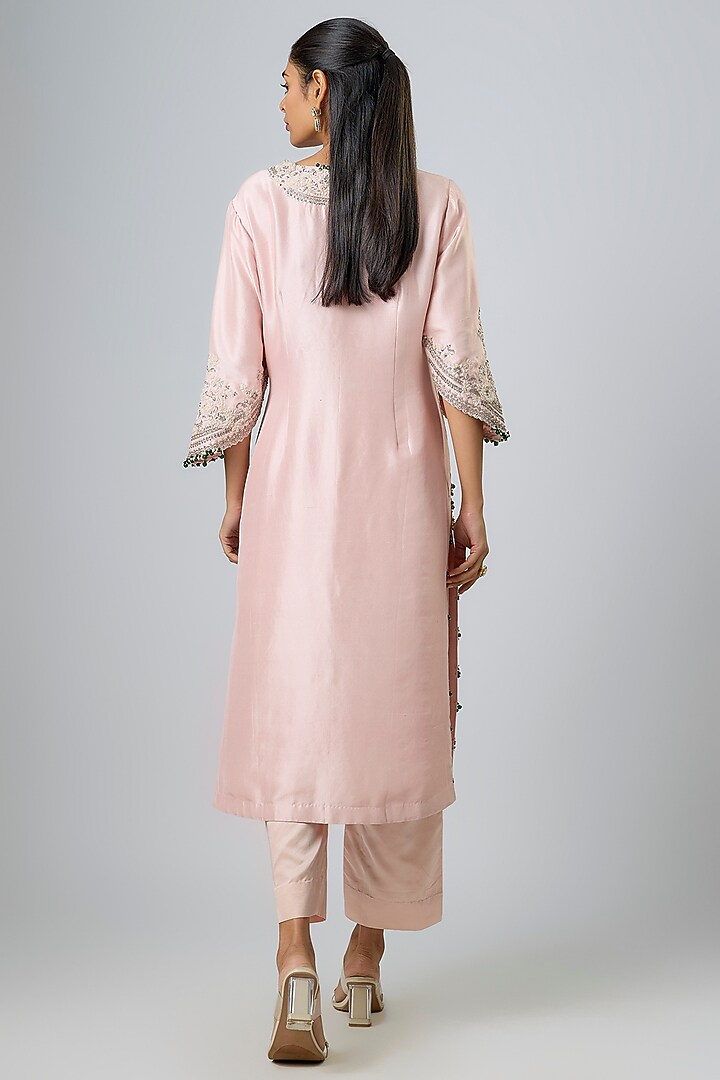 Flamingo Silk Resham Work Kurta Set by Prisho at Pernia's Pop Up Shop