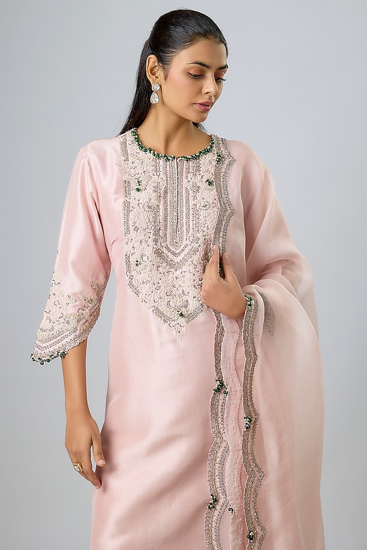 Flamingo Silk Resham Work Kurta Set by Prisho at Pernia's Pop Up Shop