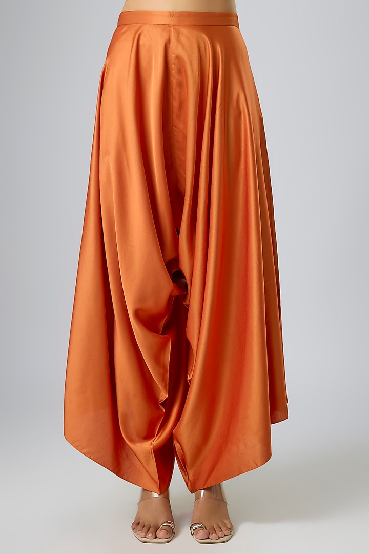 Rust Orange Organza Thread Work Cape Set by Prisho at Pernia's Pop Up Shop