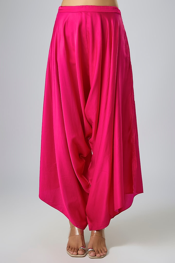 Fuchsia Organza Thread Work Cape Set by Prisho at Pernia's Pop Up Shop
