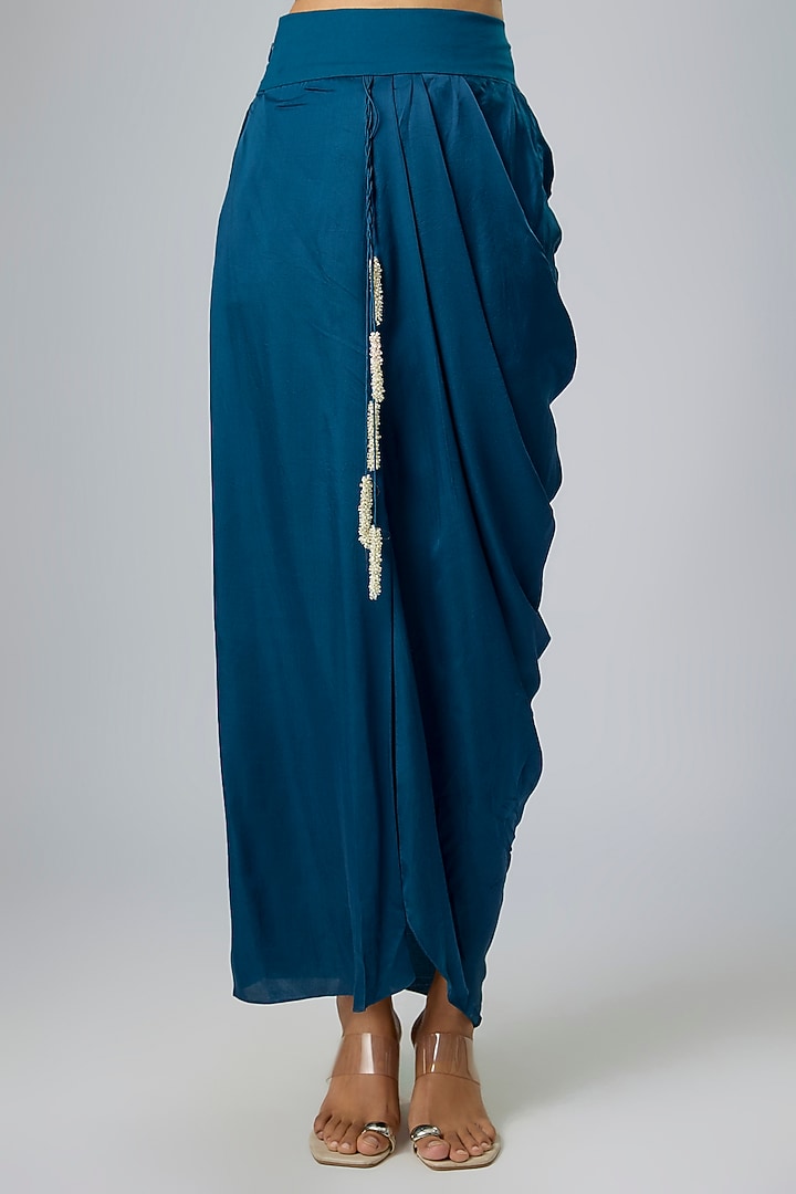 Blue Organza Resham Work Cape Set by Prisho at Pernia's Pop Up Shop