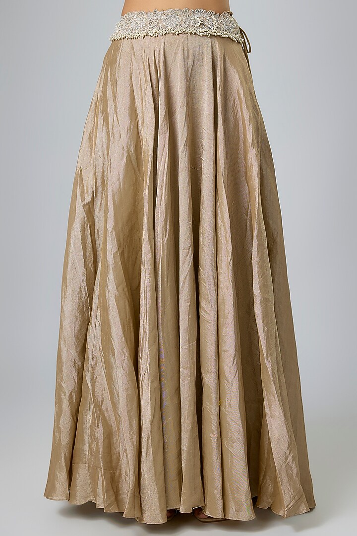 Bottle Green Organza Gota Work Cape Set by Prisho at Pernia's Pop Up Shop