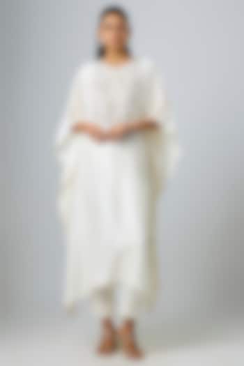 Ivory Silk Gota Work Kaftan Set by Prisho at Pernia's Pop Up Shop