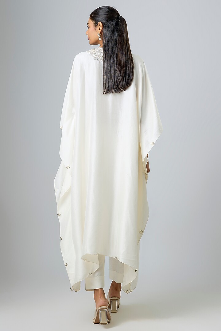 Ivory Silk Gota Work Kaftan Set by Prisho at Pernia's Pop Up Shop