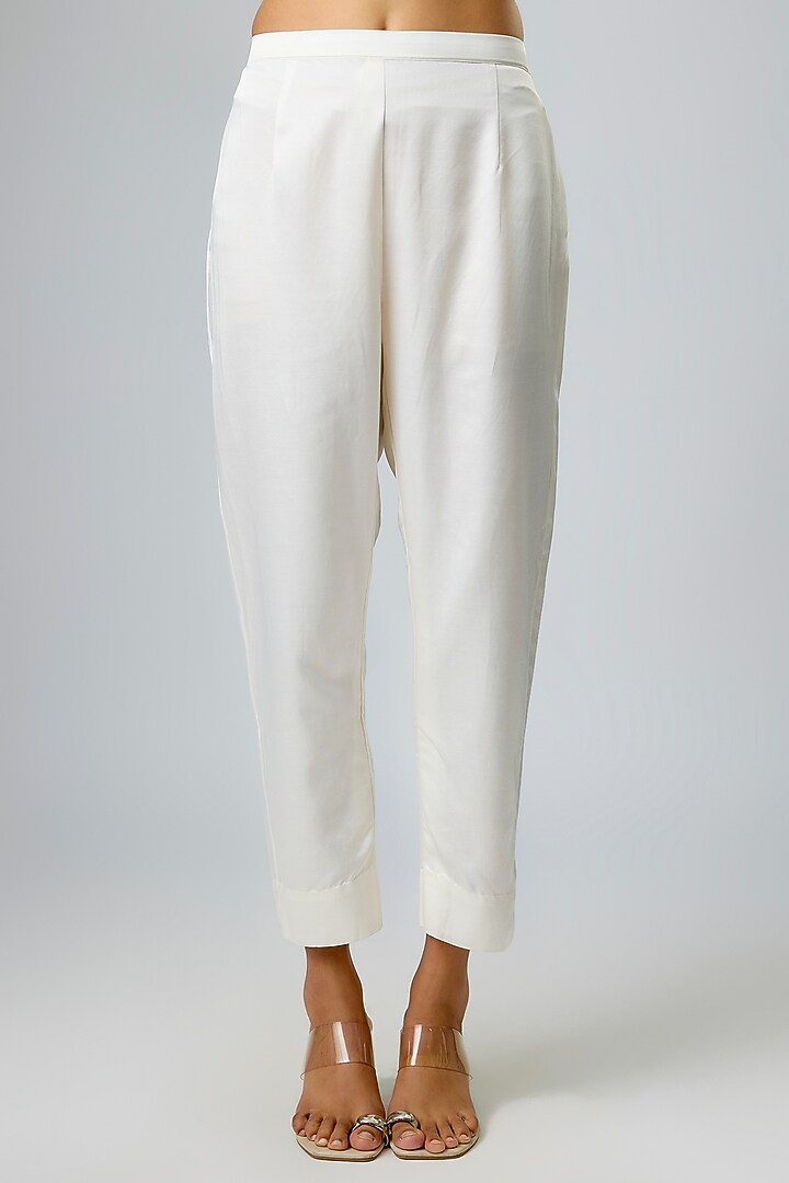 Ivory Silk Gota Work Kaftan Set by Prisho at Pernia's Pop Up Shop
