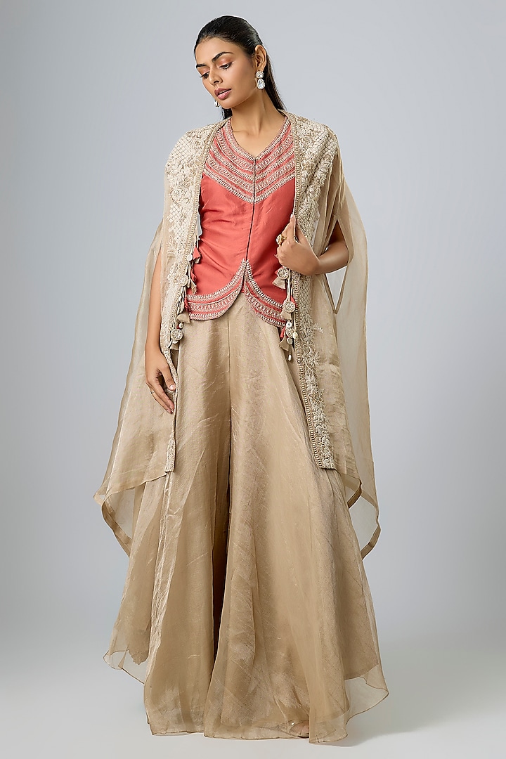 Champagne Tissue Jacket Set by Prisho at Pernia's Pop Up Shop