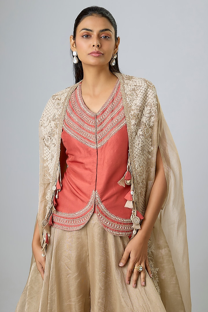 Champagne Tissue Jacket Set by Prisho at Pernia's Pop Up Shop