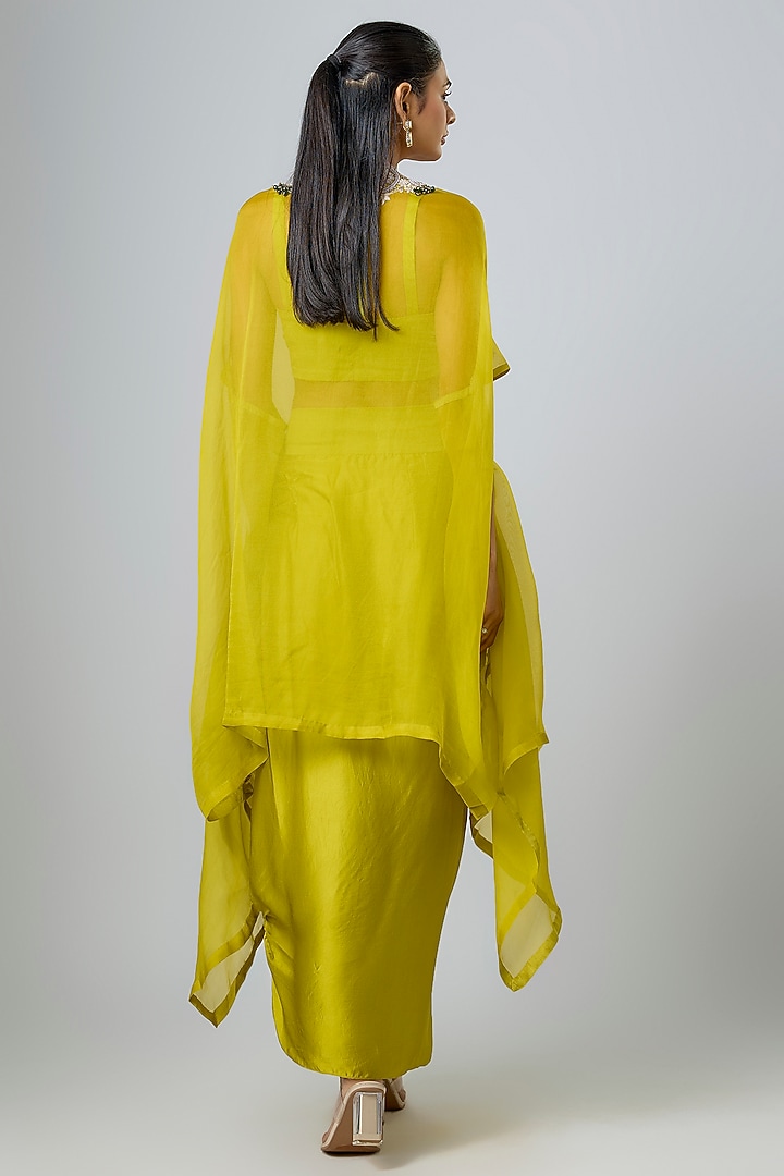 Lime Green Organza Maal & Dori Work Jacket Set by Prisho at Pernia's Pop Up Shop