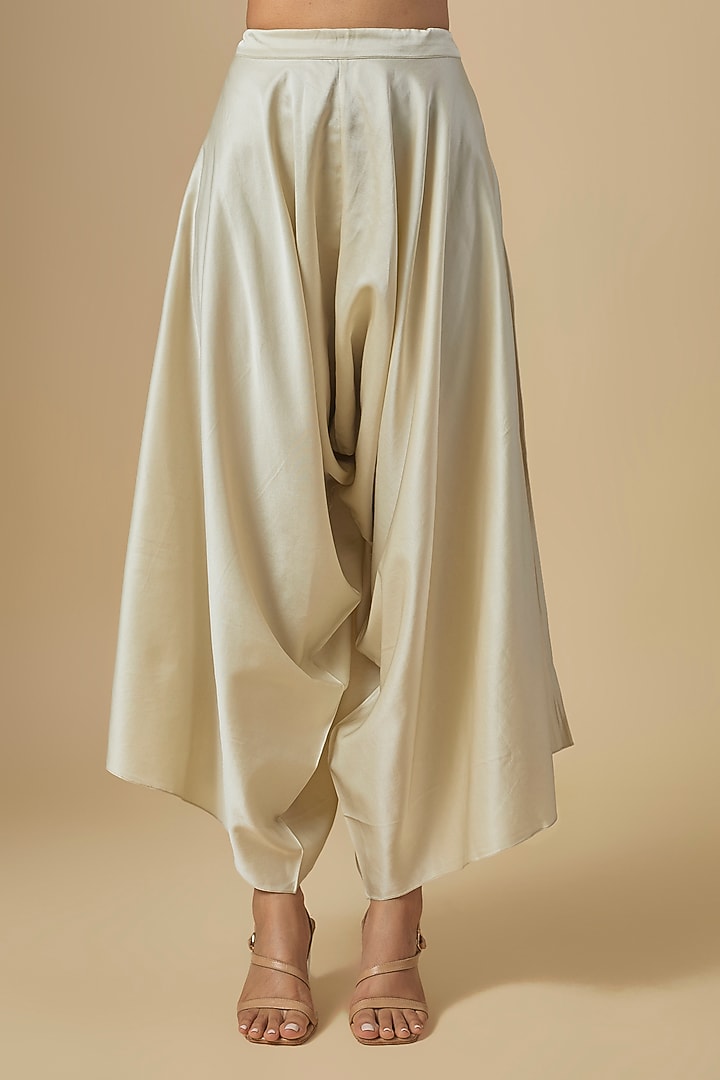 Ivory Tissue Green Thread Embroidered Kaftan Set by Prisho at Pernia's Pop Up Shop