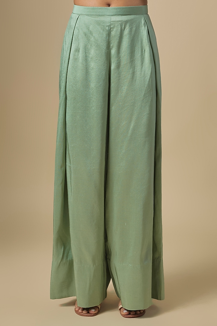 Deep Aqua Silk Thread Embroidered Kurta Set by Prisho at Pernia's Pop Up Shop