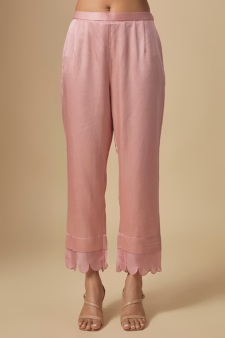 Dark Flamingo Silk Resham Embroidered Kurta Set by Prisho at Pernia's Pop Up Shop