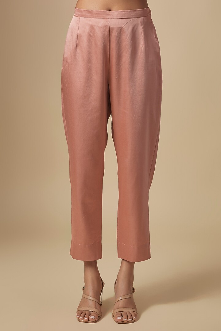 Peach Silk Moti & Resham Embroidered Kurta Set by Prisho at Pernia's Pop Up Shop
