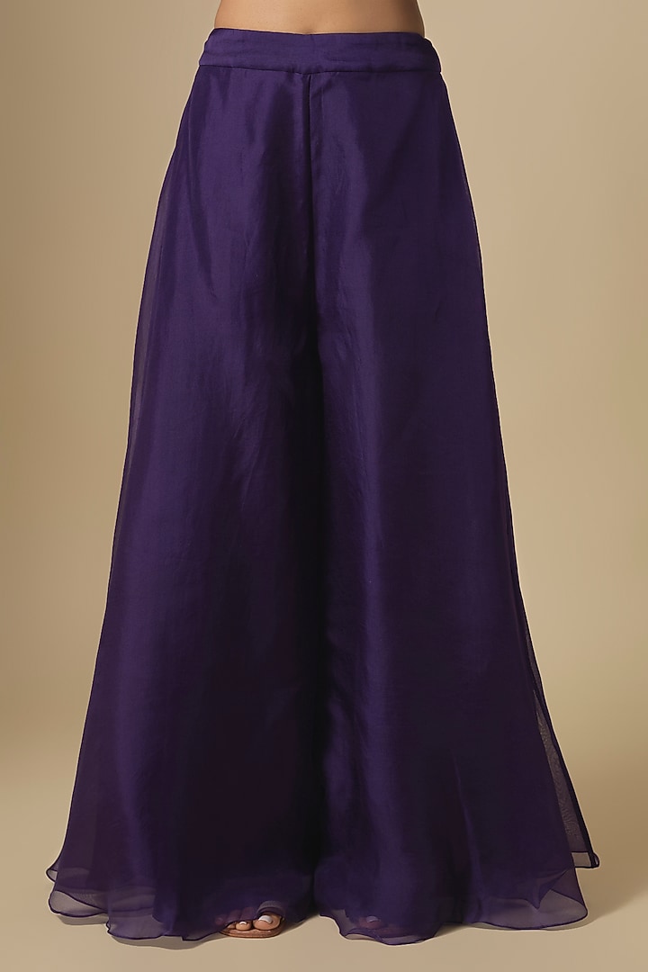 Dark Purple Silk Resham & Maal Embroidered Kurta Set by Prisho at Pernia's Pop Up Shop