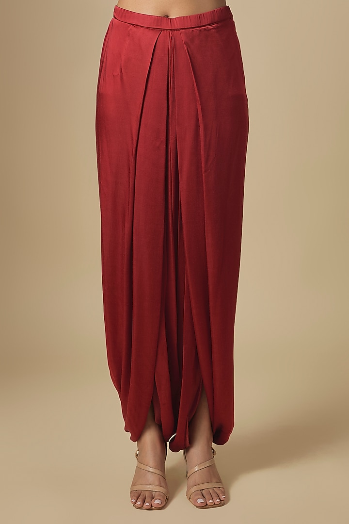 Deep Orange Crushed Silk Dori & Thread Embroidered Kaftan Set by Prisho at Pernia's Pop Up Shop