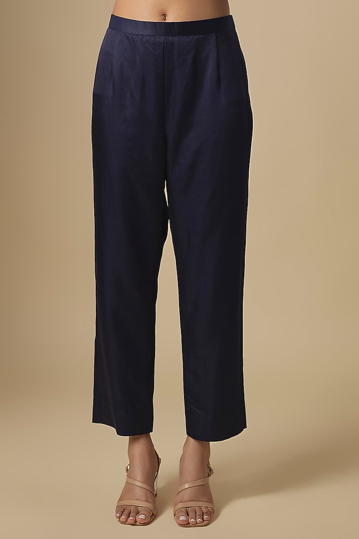 Royal Blue Silk Dori & Thread Embroidered Kurta Set by Prisho at Pernia's Pop Up Shop