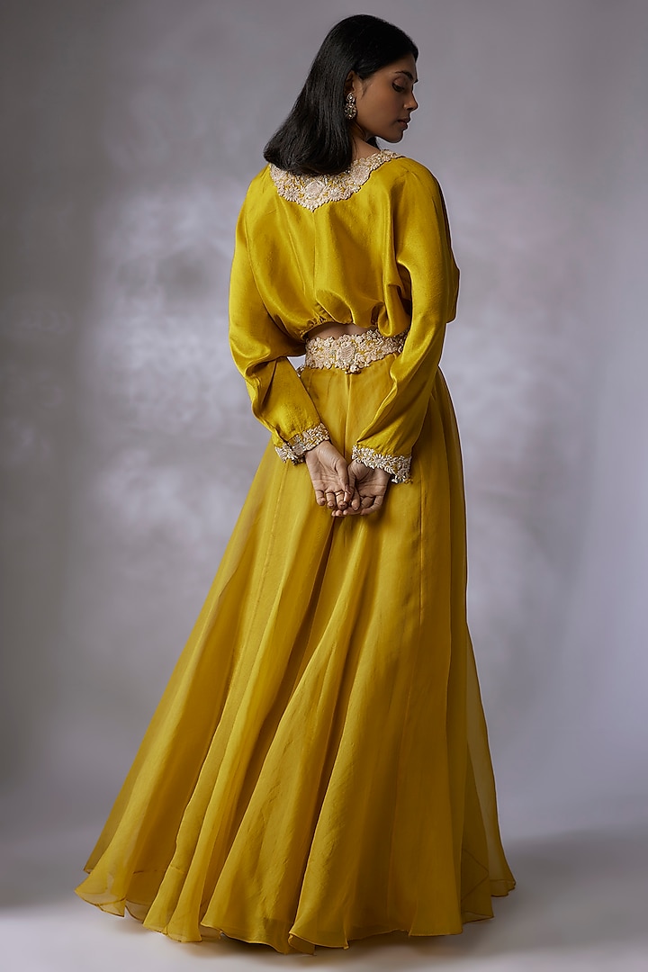 Yellow Organza Skirt Set by Prisho at Pernia's Pop Up Shop