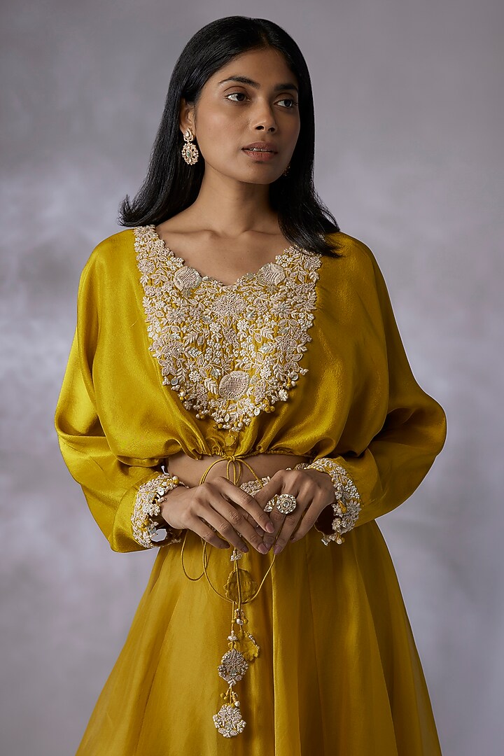 Yellow Organza Skirt Set by Prisho at Pernia's Pop Up Shop