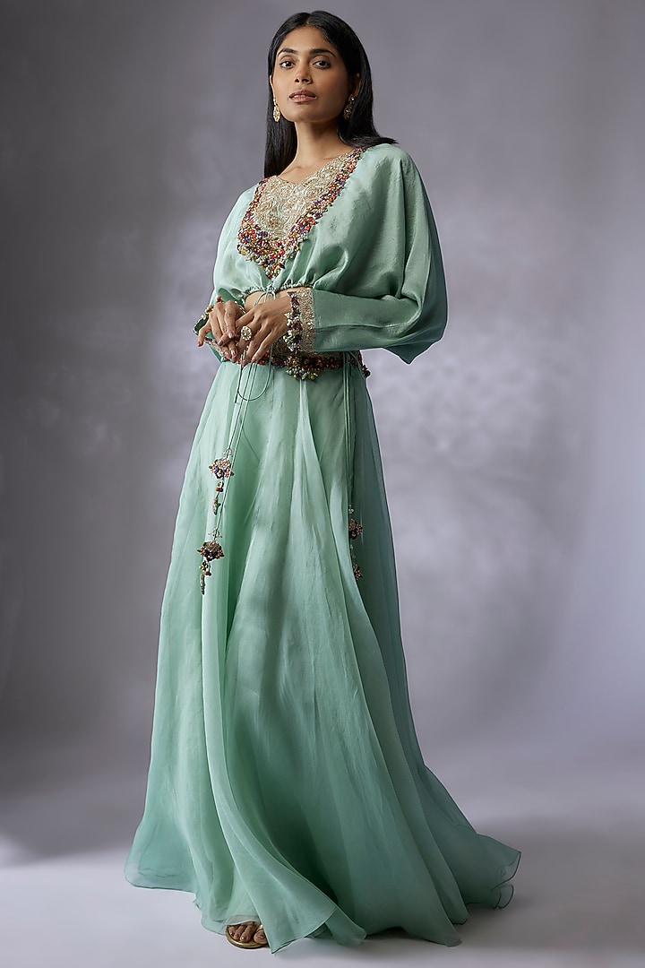 Blue Organza Skirt Set by Prisho at Pernia's Pop Up Shop