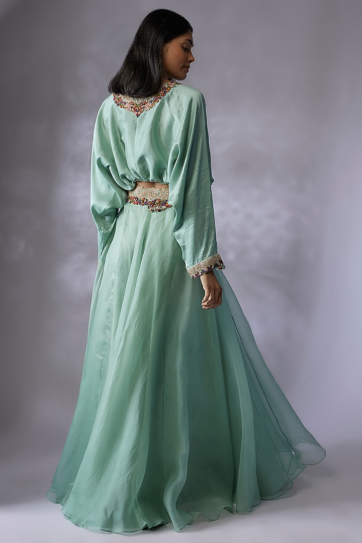 Blue Organza Skirt Set by Prisho at Pernia's Pop Up Shop