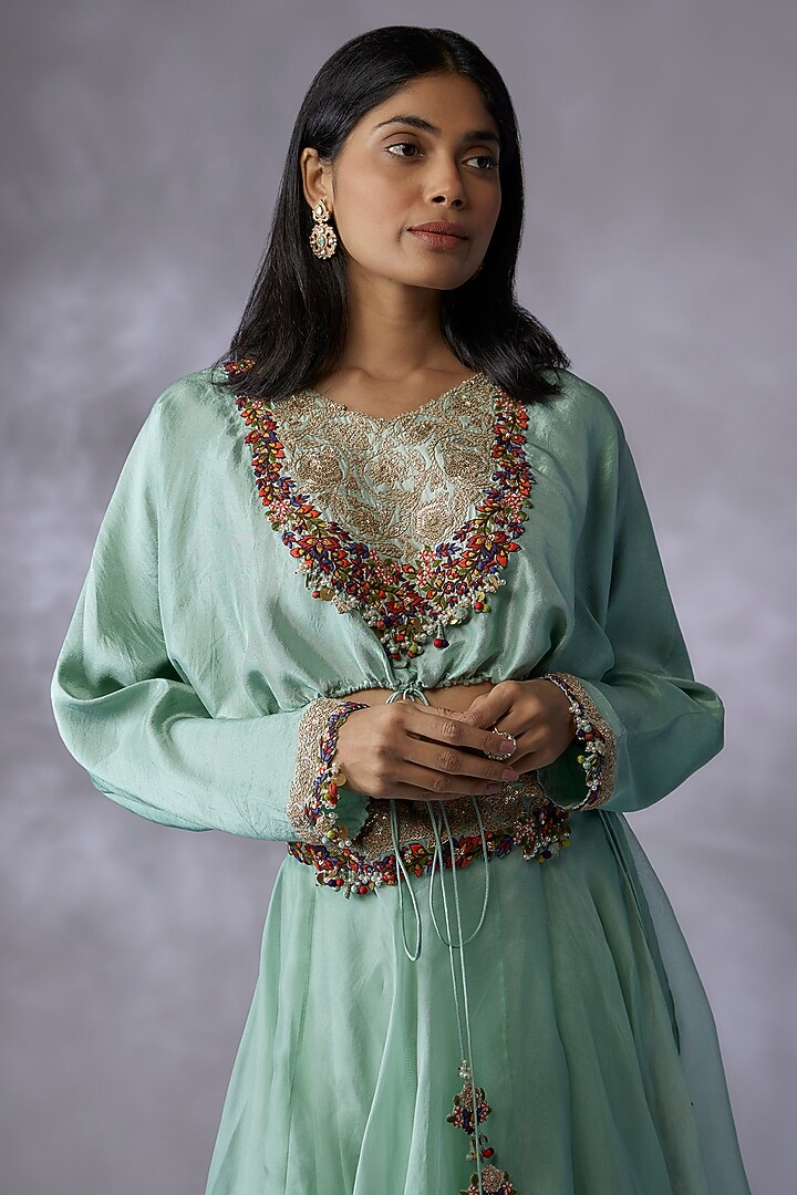 Blue Organza Skirt Set by Prisho at Pernia's Pop Up Shop