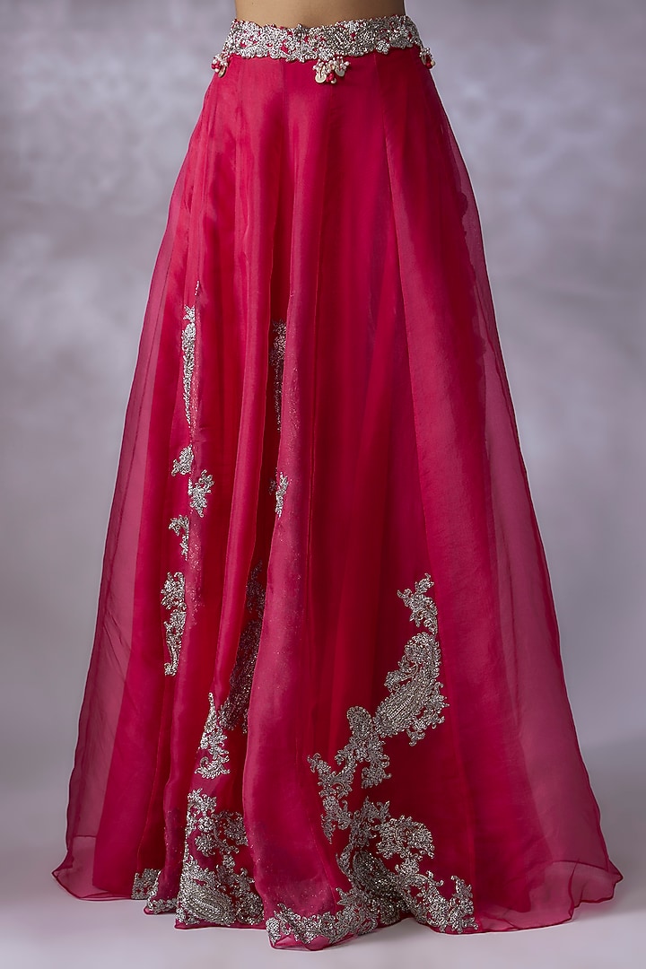 Pink Organza Embroidered Cape Set by Prisho at Pernia's Pop Up Shop