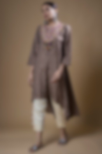 White Cotton Satin Asymmetric Pant Set by Prisho at Pernia's Pop Up Shop