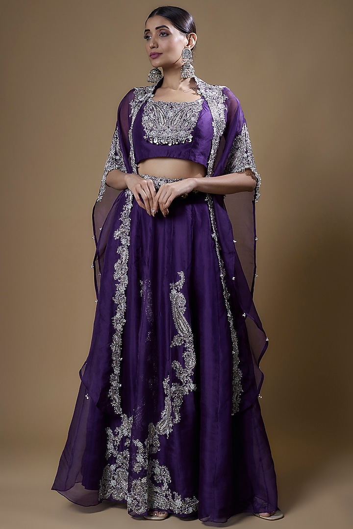 Purple Organza Skirt Set by Prisho at Pernia's Pop Up Shop