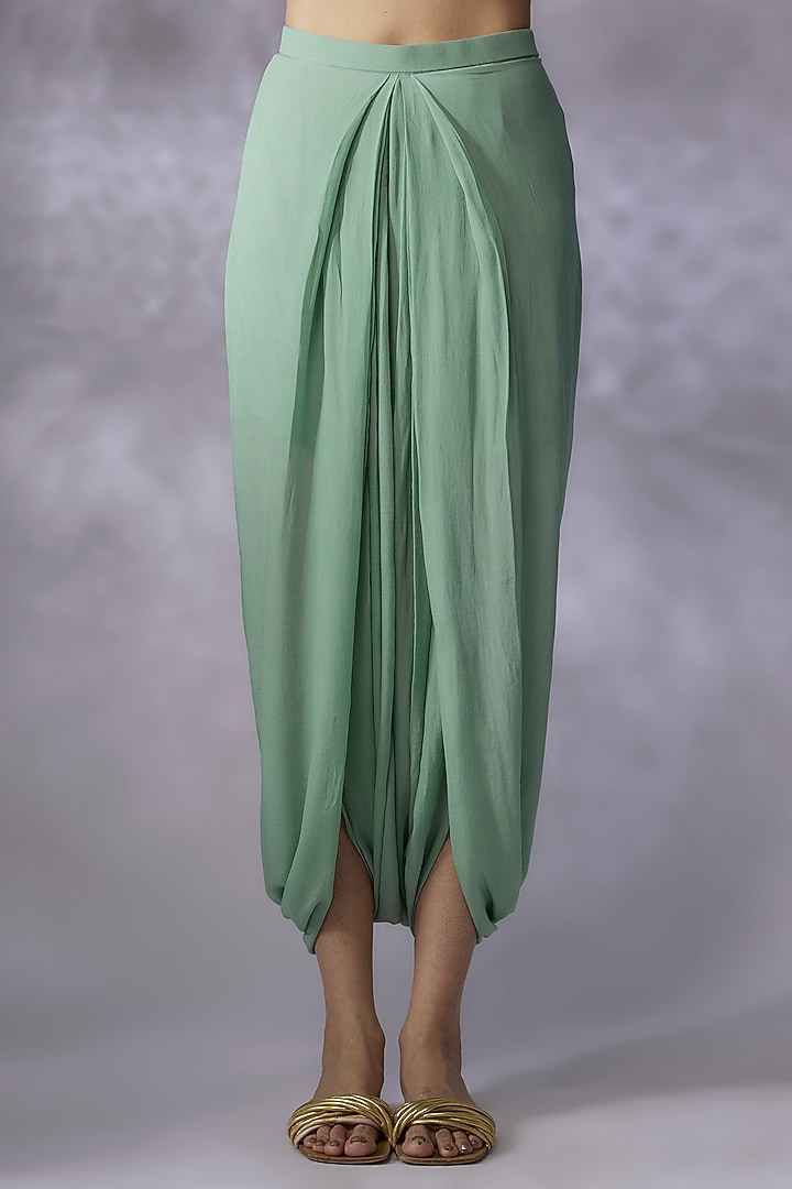 Green Silk Embroidered Kaftan Set by Prisho at Pernia's Pop Up Shop