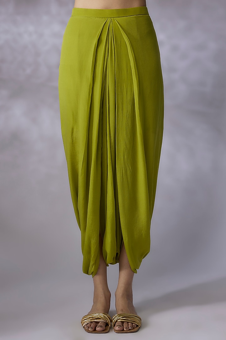 Green Silk Embroidered Kaftan Set by Prisho at Pernia's Pop Up Shop