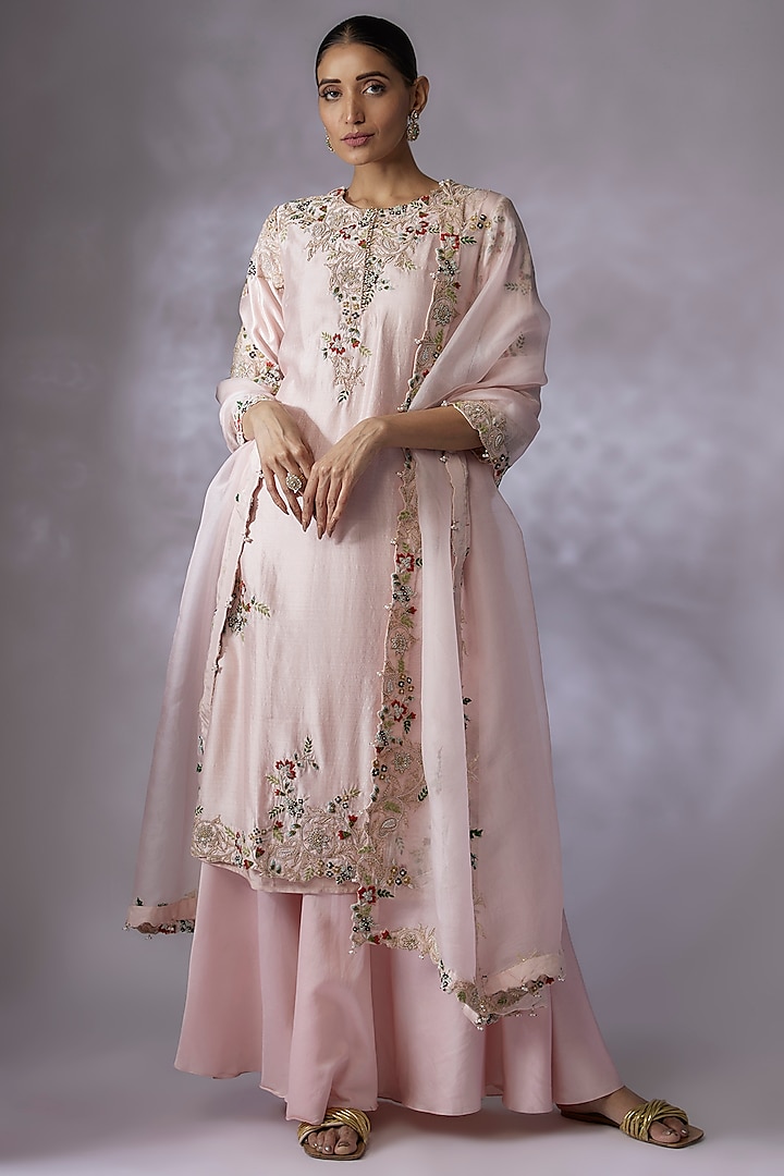 Pink Cotton Satin Sharara Set by Prisho at Pernia's Pop Up Shop