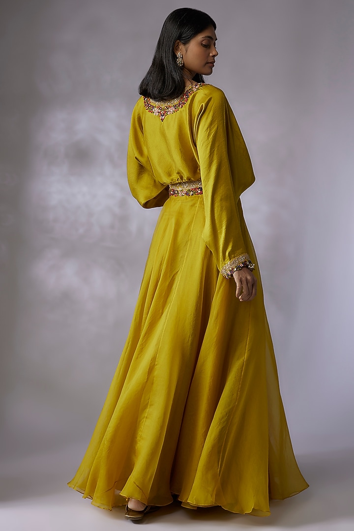 Yellow Organza Skirt Set by Prisho at Pernia's Pop Up Shop