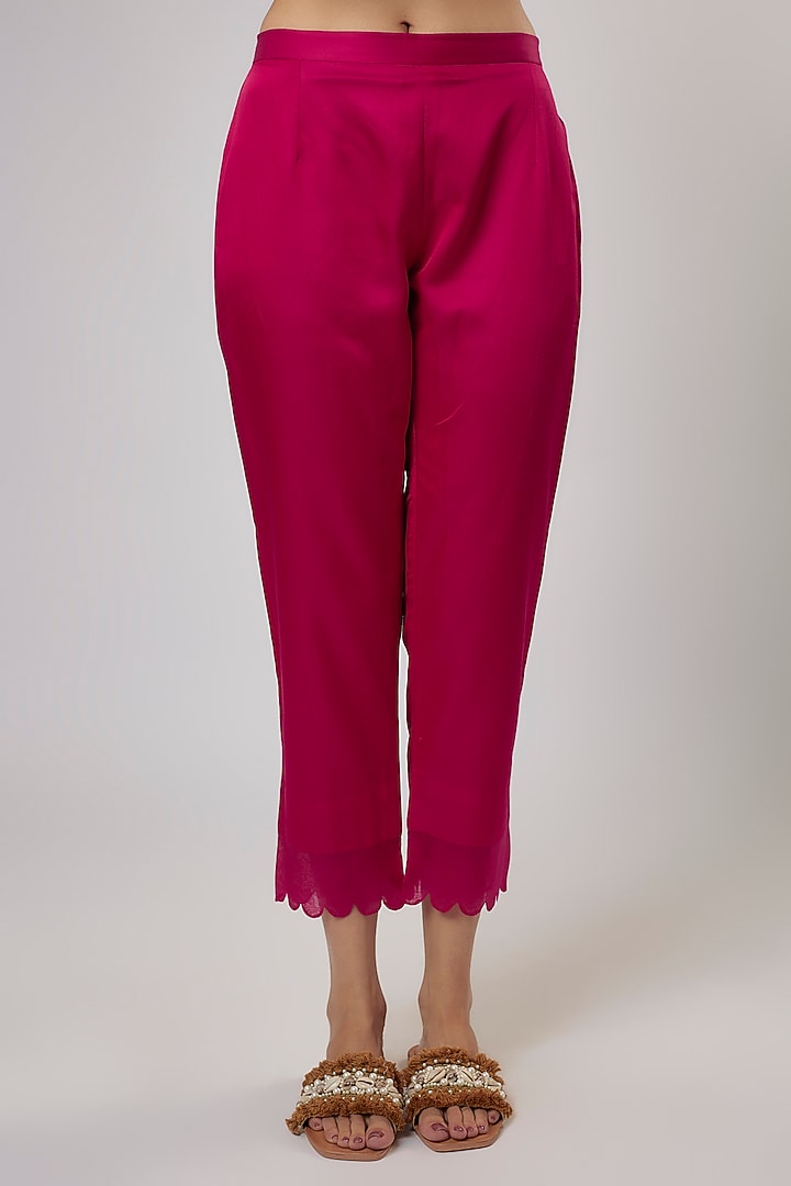 Fuchsia Silk Resham Work Kurta Set by Prisho at Pernia's Pop Up Shop