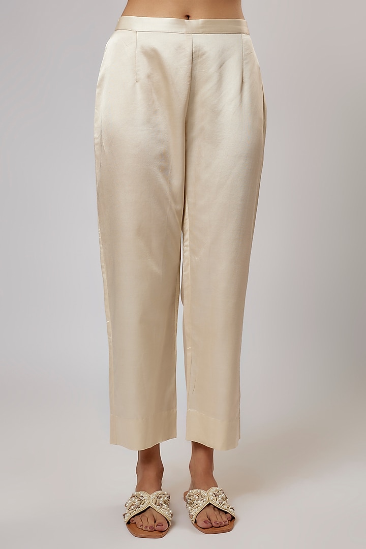 Ivory Silk Resham Work Kurta Set by Prisho at Pernia's Pop Up Shop