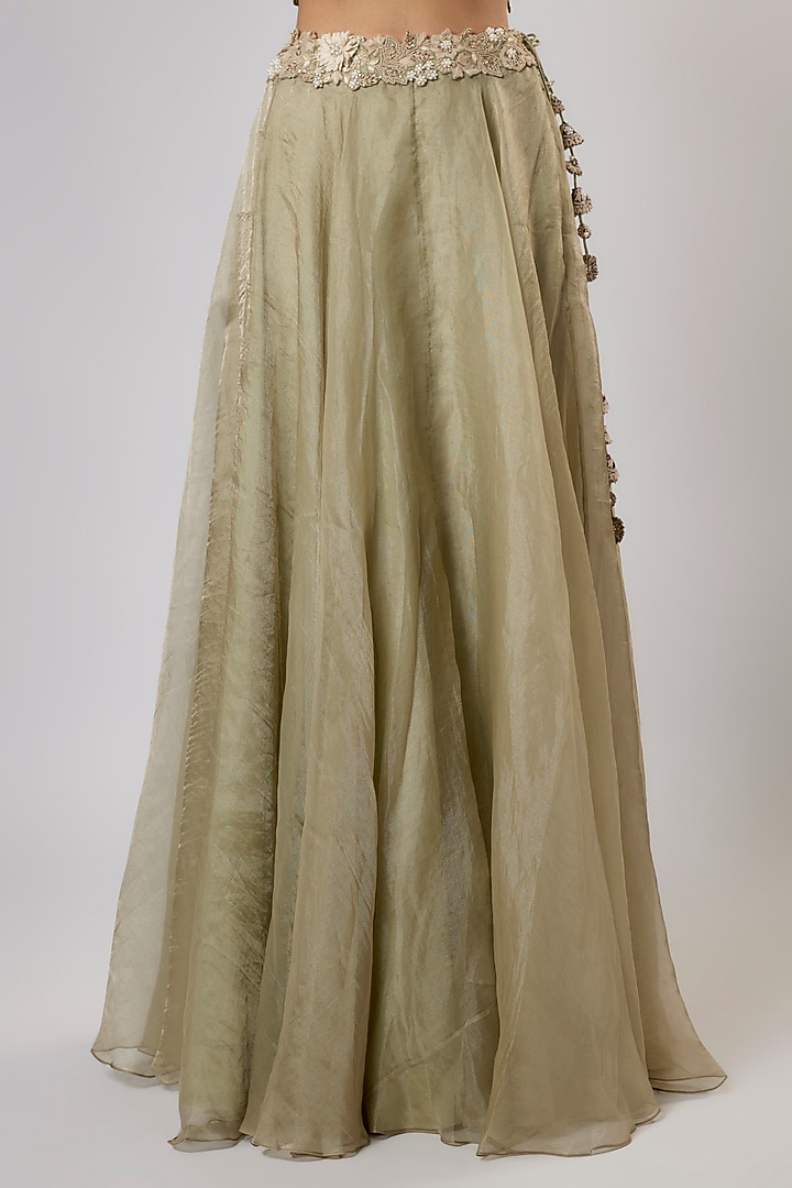 Sea Green Tissue Resham Work Skirt Set by Prisho at Pernia's Pop Up Shop