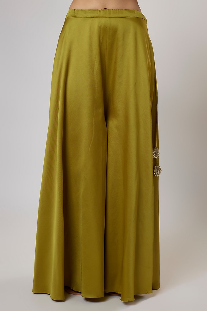 Olive Green Silk Gota Work Bridal Anarkali Set by Prisho at Pernia's Pop Up Shop
