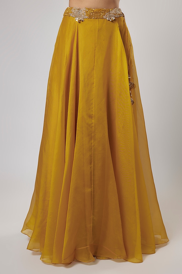 Mustard Organza Dori Work Cape Set by Prisho at Pernia's Pop Up Shop