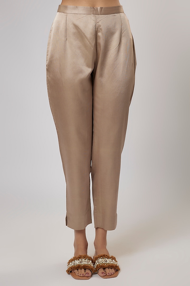 Champagne Tissue Resham Work Kaftan Set by Prisho at Pernia's Pop Up Shop