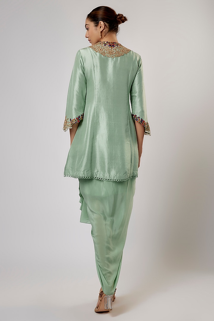 Lime Green Silk Dori & Resham Work Kurta Set by Prisho at Pernia's Pop Up Shop