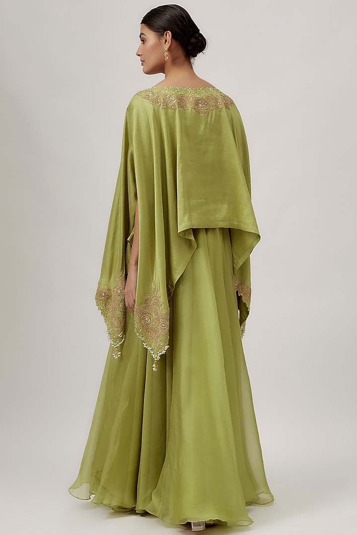 Sea Green Organza Skirt Set by Prisho at Pernia's Pop Up Shop