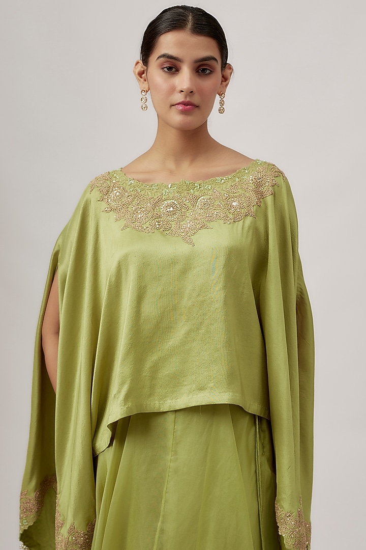 Sea Green Organza Skirt Set by Prisho at Pernia's Pop Up Shop