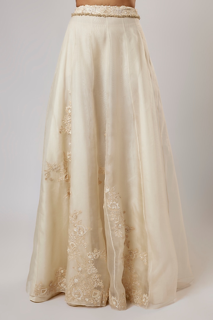 Ivory Organza Resham Work Cape Set by Prisho at Pernia's Pop Up Shop