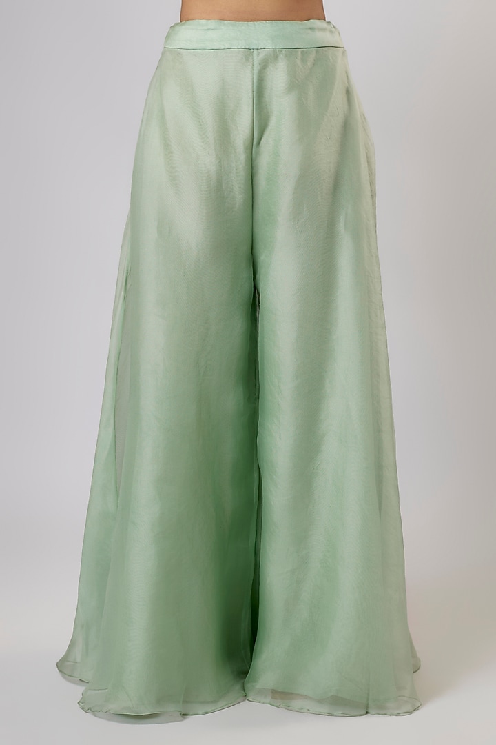 Aqua Organza Thread Work Cape Set by Prisho at Pernia's Pop Up Shop