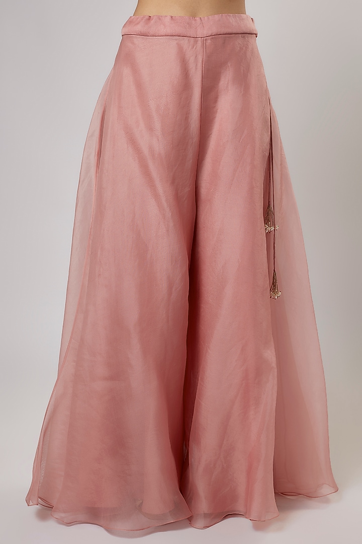 Dark Flamingo Organza Wedding Sharara Set by Prisho at Pernia's Pop Up Shop